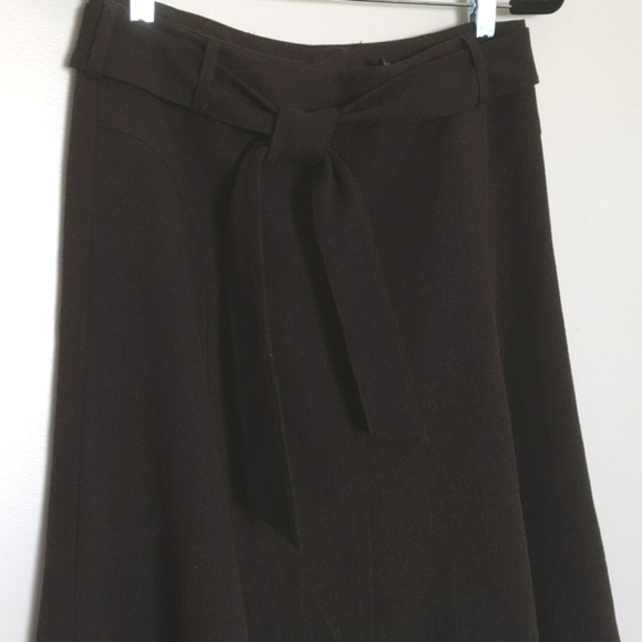Grace Dane Lewis Brown Wool Blend Belted Skirt Size 6 - Picture 2 of 7